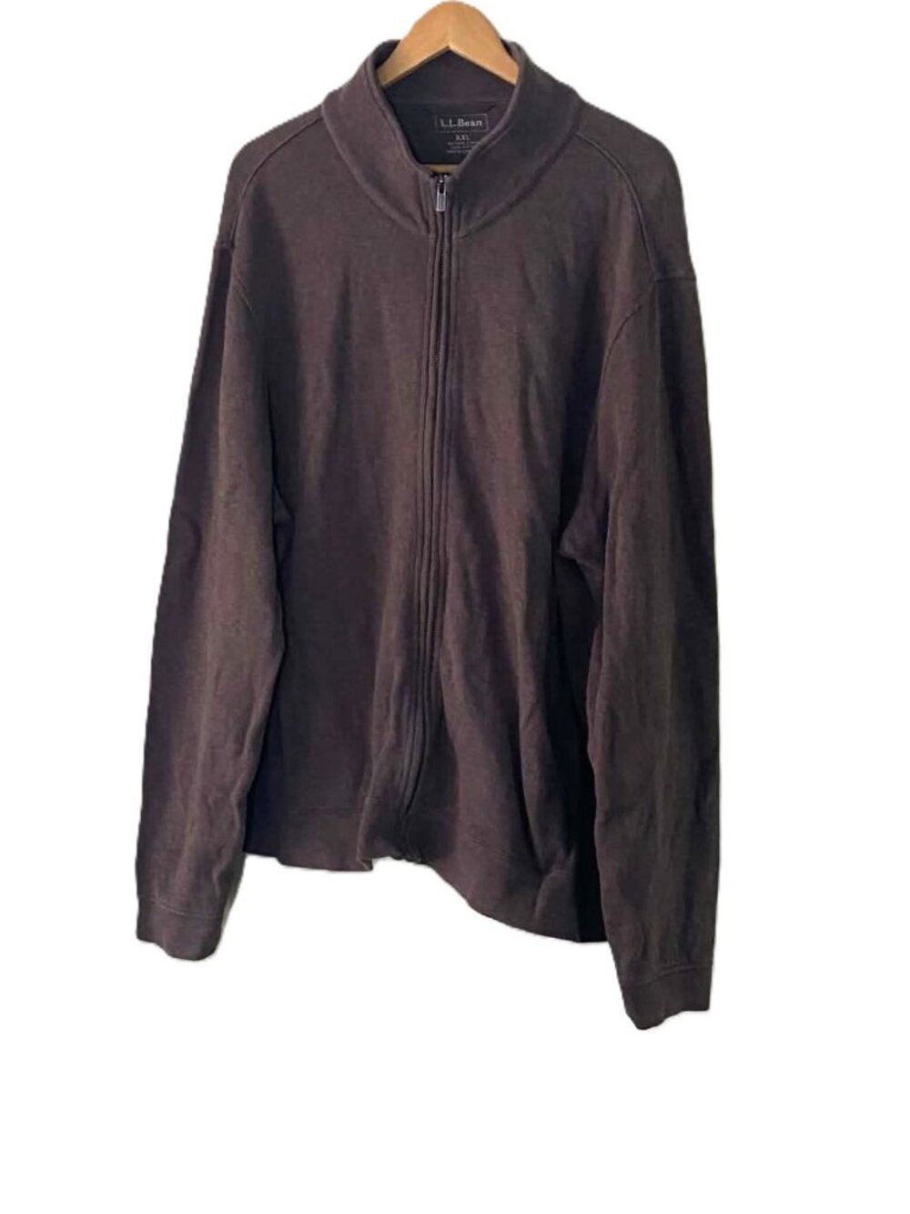 L.L. Bean Men’s XXL Full Zip Cotton Sweater Jacket Brown Elbow Patch